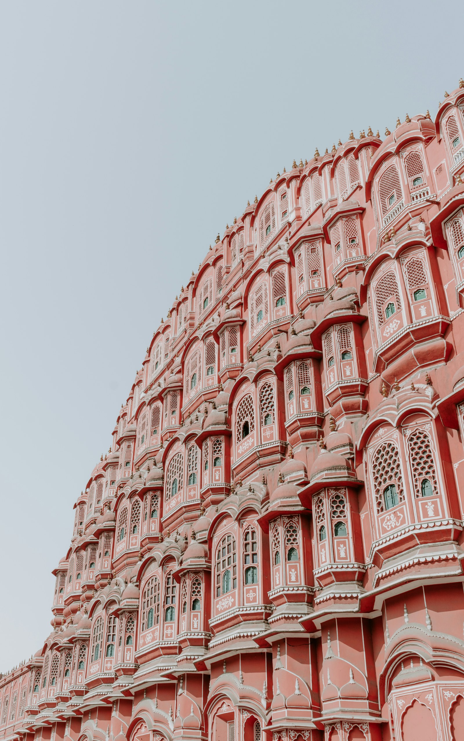 The iconic pink facade of Hawa Mahal, Jaipur